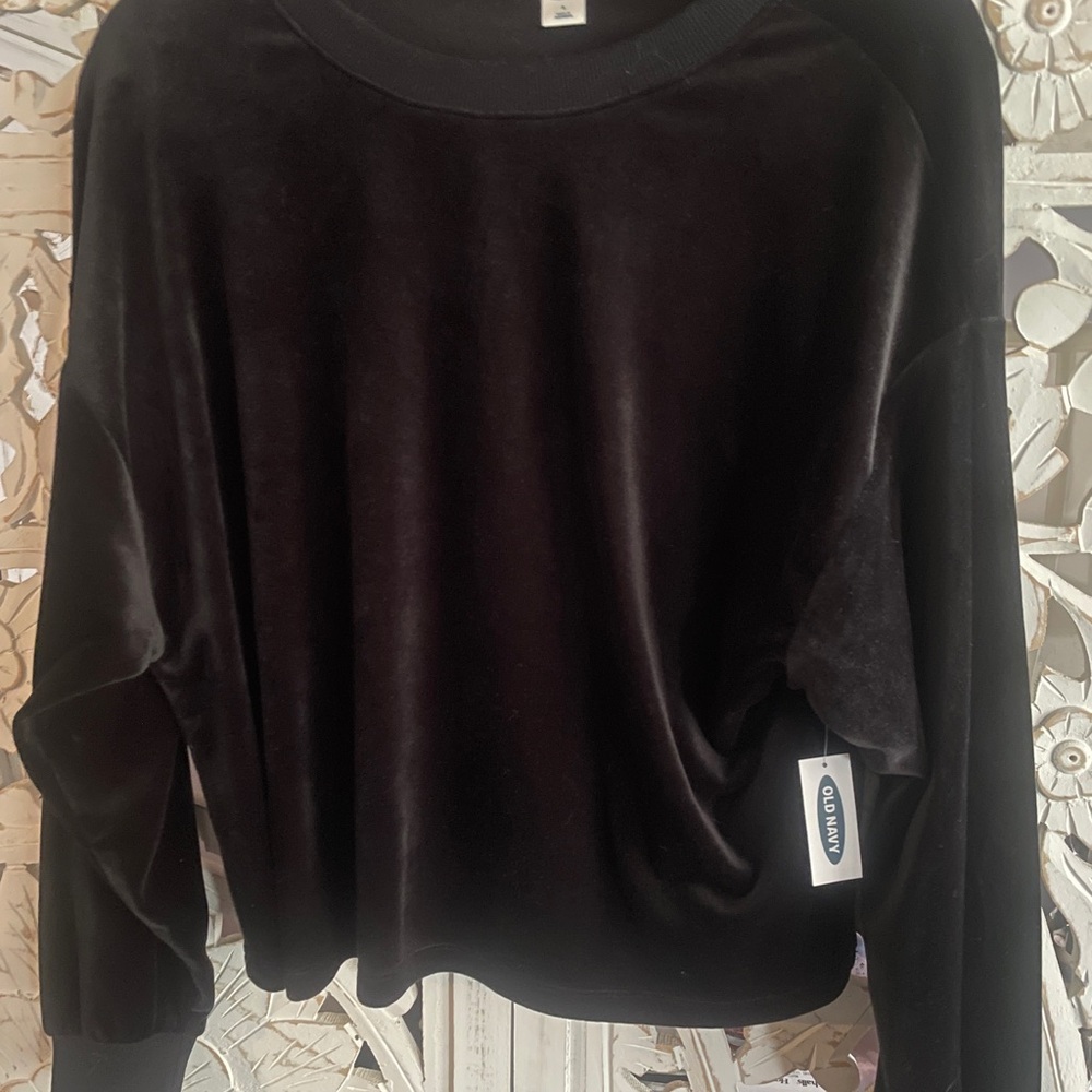Black Velvet Long Sleeve Top